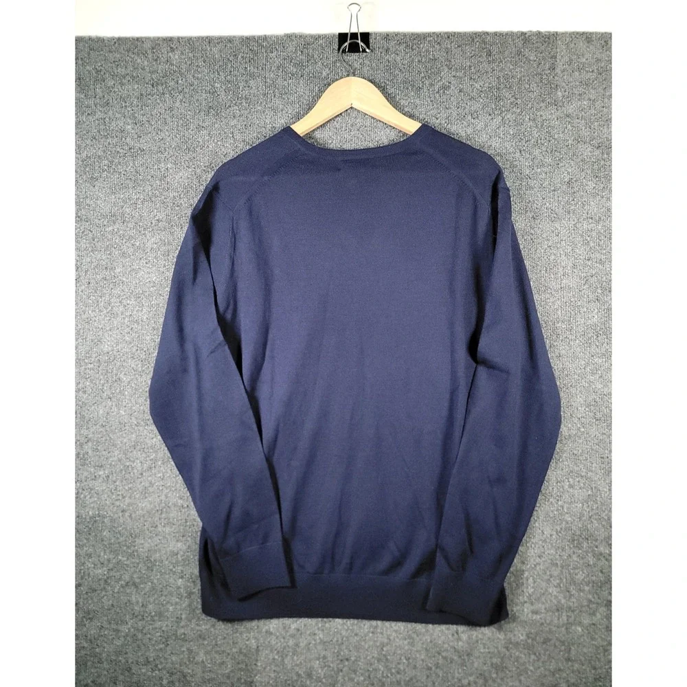 Banana Republic Mens Navy Blue 100% Extra Fine Merino Wool V-Neck Sweater Large